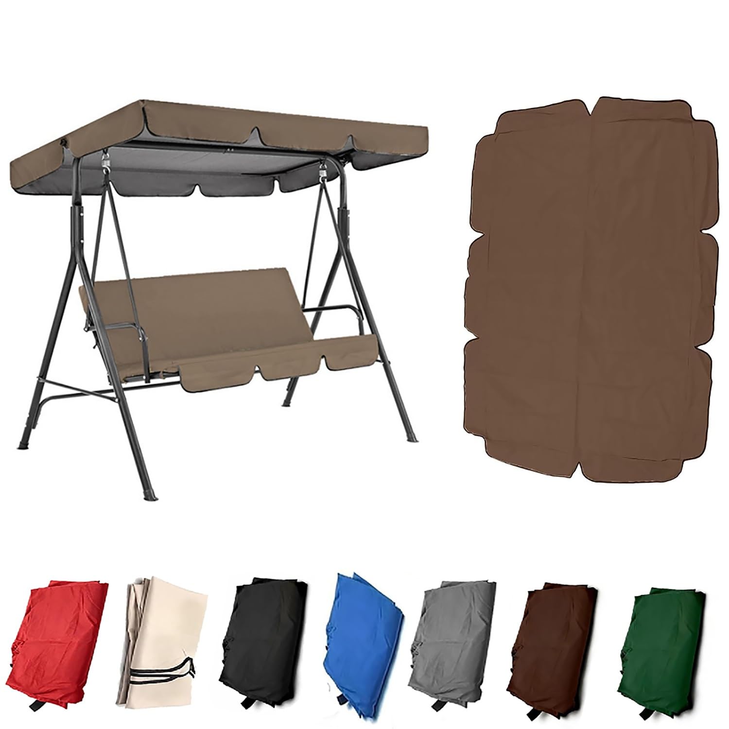 YCXHGK 75x47in 76.8x49in Swing Replacement Cover for Outdoor, Reinforced Edges, Waterproof Rip-Proof Sun Shade Awning for Backyard Garden Patio(Brown,142x120cm/56x47in)
