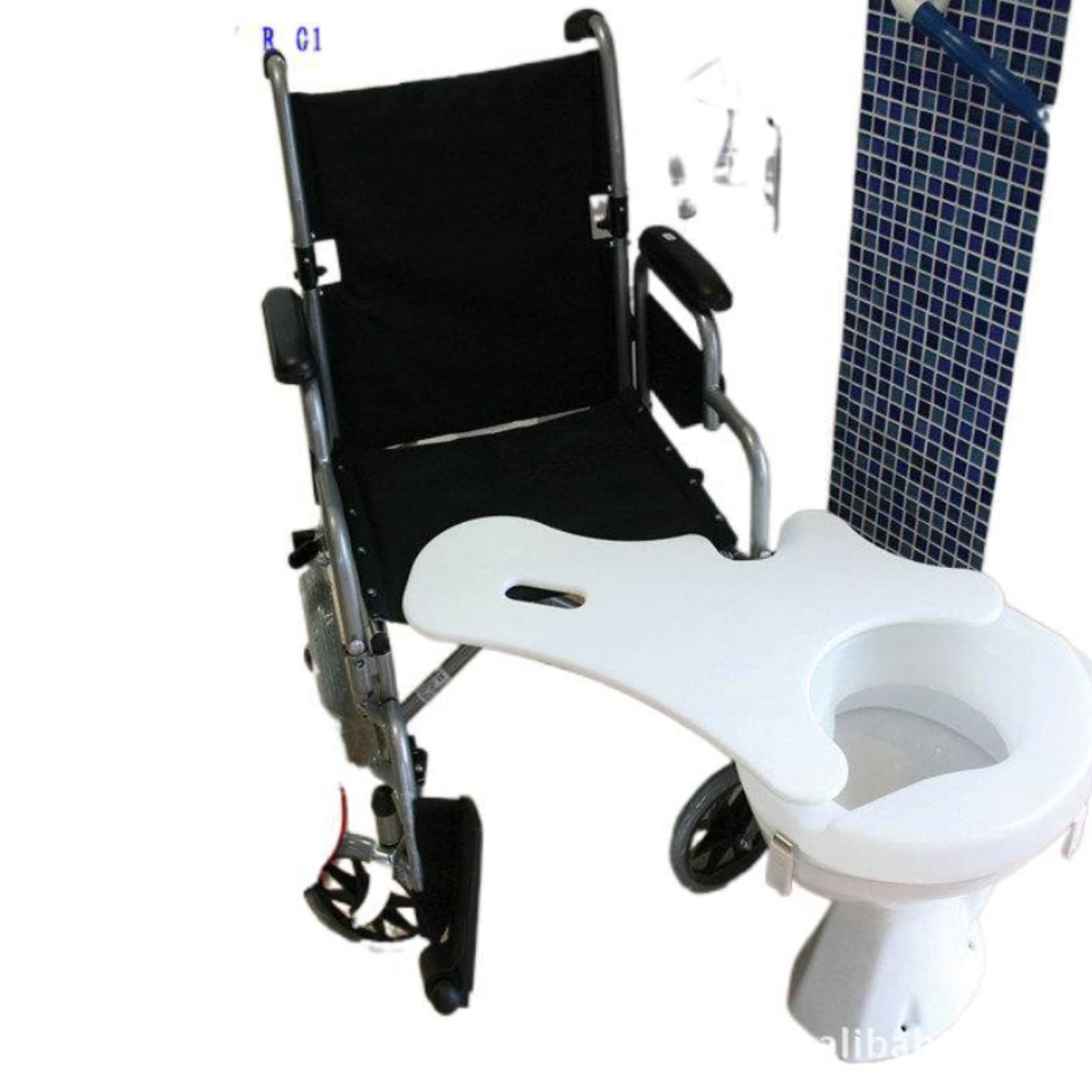 WEOBNAQ Commode Transfer Board, Transfer Board with Handholes,Disabled and Handicapped Wheelchair Users,Ideal for Chair-to-Commode Transfers White 74cm/29inch
