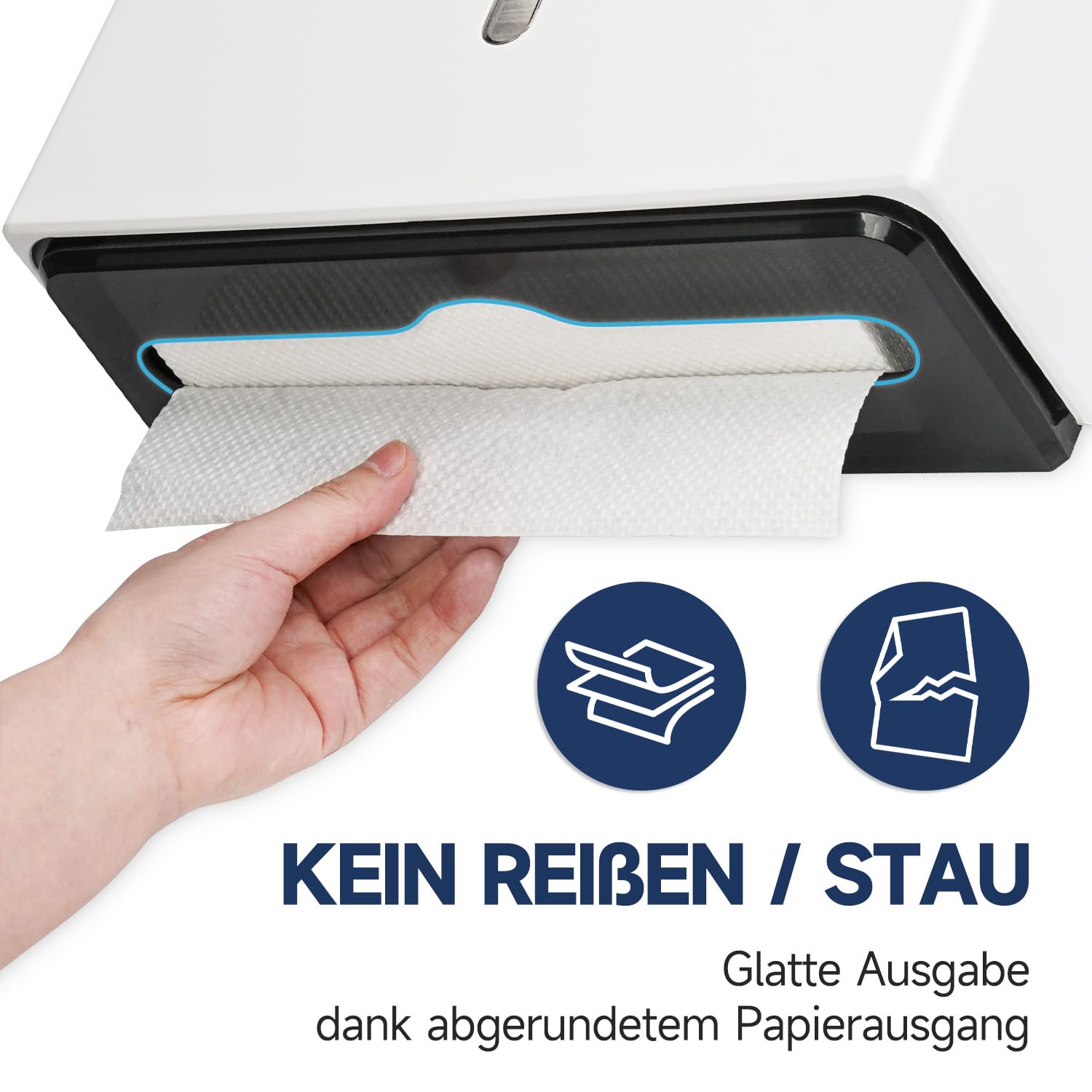 AIKE Papierhandtuchspender Wandbefestigung Kommerziell, 200+ Blätter für Z-Falt & 25.4x7.8 cm Multifalt-Tücher, Handtuchspender AK5102, Weiß