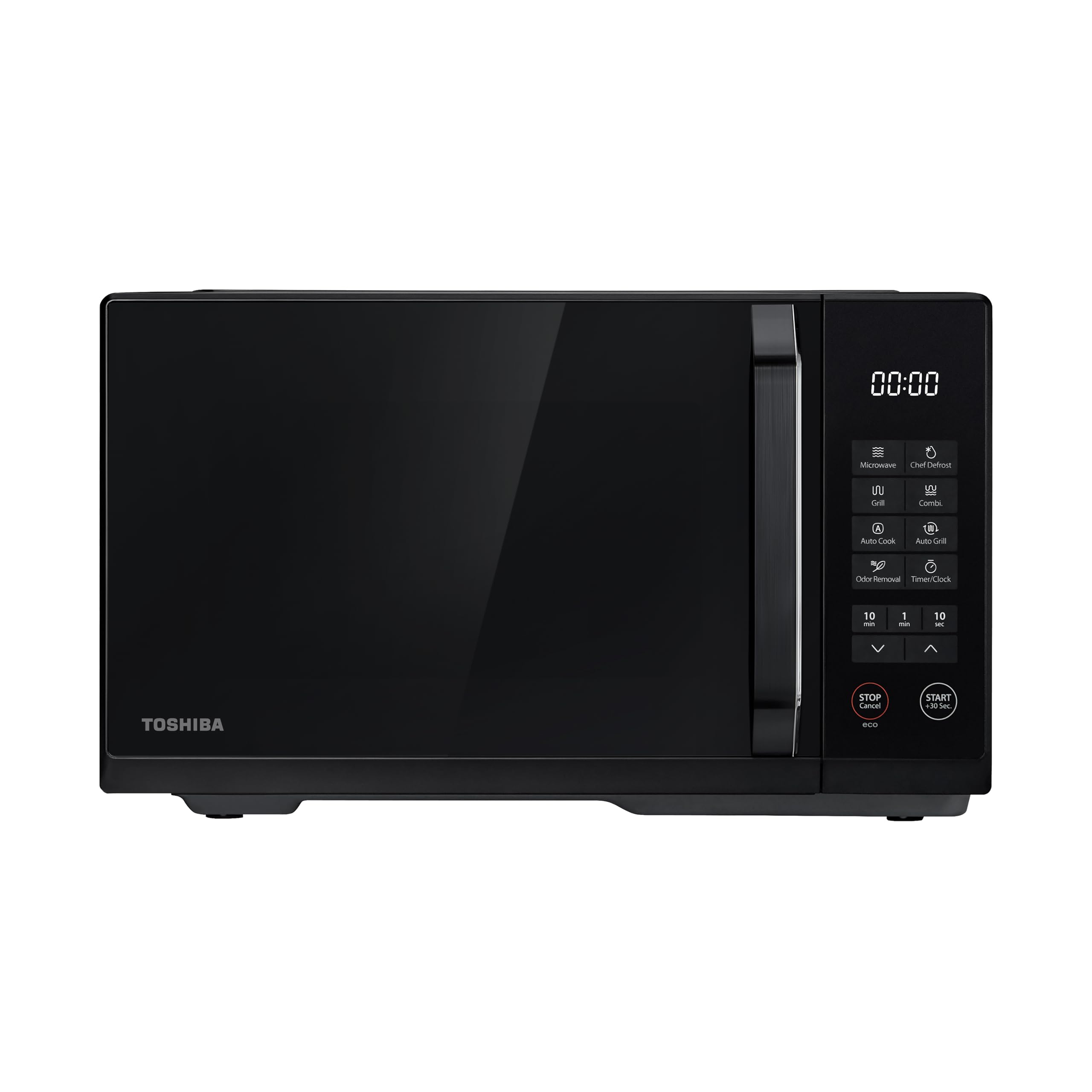 Toshiba 23L Black Mirror Digital Grill Microwave Oven, 900W Microwave with 1000W Grill, Combination Cooking with 11 Power Levels, Auto Menus, Chef Defrost, Timer, Mirrored Front, MW3-EG23PFI(MB)