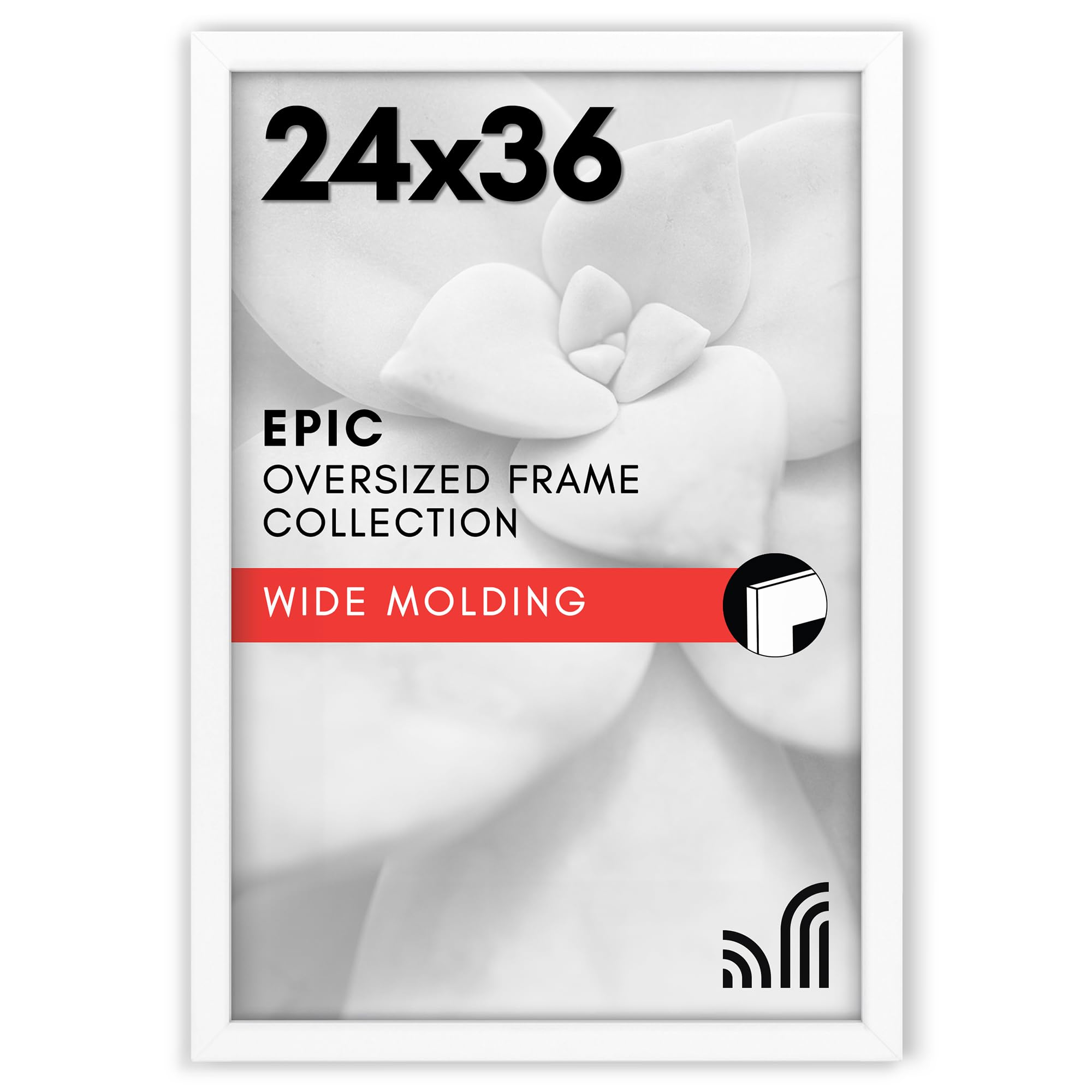 Americanflat 24x36 Poster Frame with Polished Plexiglass - White Picture Frame - Wide Photo Frames Made of Engineered Wood for Vertical or Horizontal Wall Display - Epic Collection - White