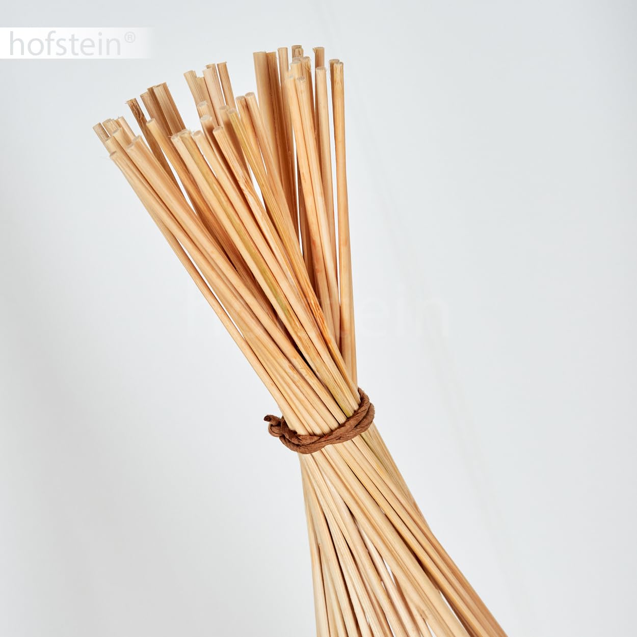 HOFSTEIN Stehleuchte Staby – Boho-Style Stehlampe Aus Metall/Bambus, 103 Cm Hoch, 3x E27 Fassungen, Schwarz/natur Mit Fußschalter