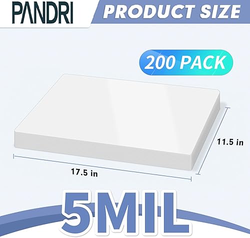 Miniatura 2 de PANDRI - Hojas de laminación, paquete de 200 bolsas de laminación térmica de 5 mil con capacidad para 11 x 17 pulgadas, papel laminador de plástico