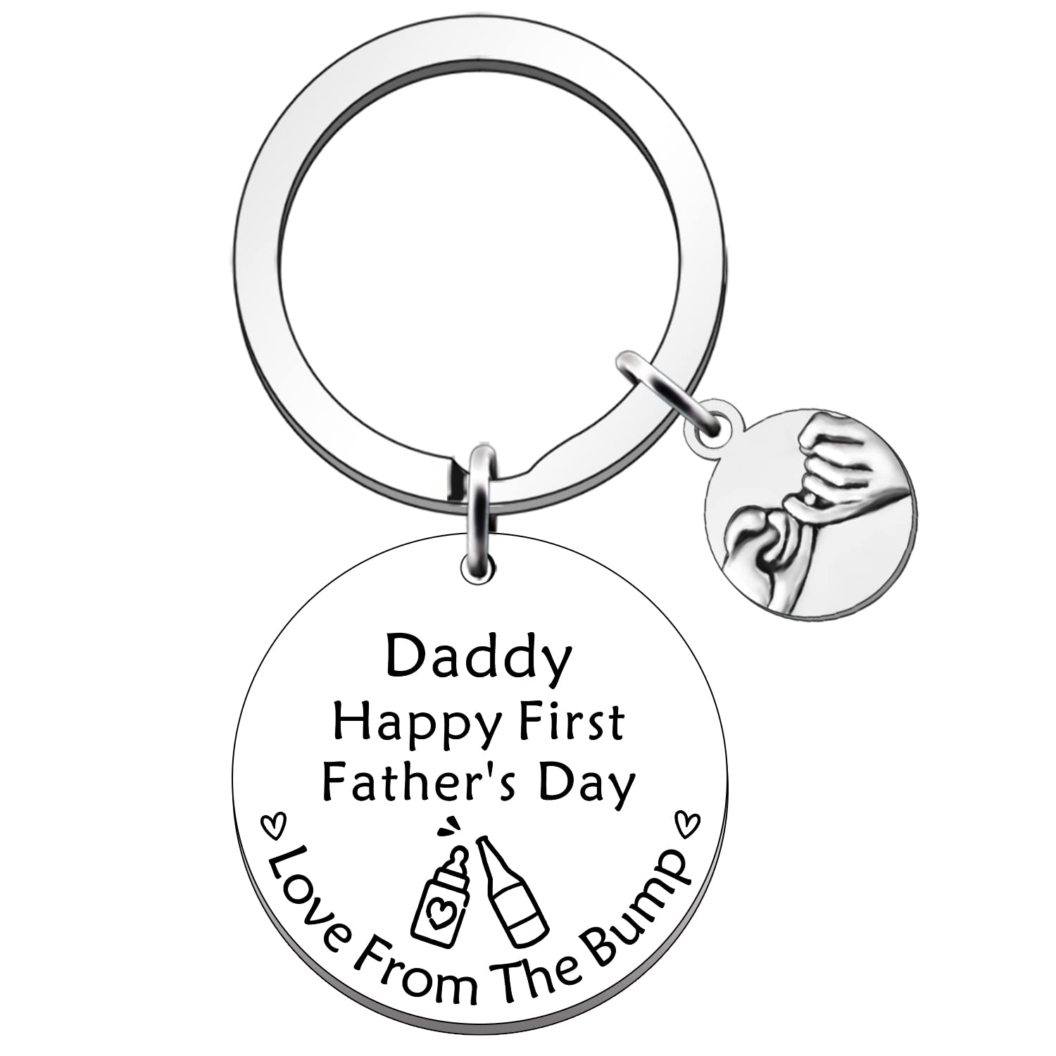 FMCC First Fathers Day Gift- Dad to Be Gifts New Daddy to Be Gifts Birthday Christmas Valentines Presents New Dad Gifts from Bump Keyring, Silver, One Size