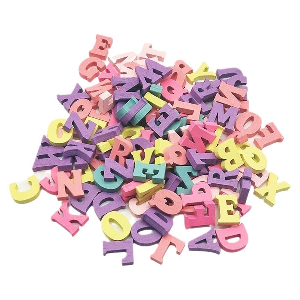 100 Lettere E Numeri In Legno Colorati, Con Retro Piatto. Perfetti Per Scrapbooking, Decorazioni Fai-da-te E Progetti Creativi. 15mm.
