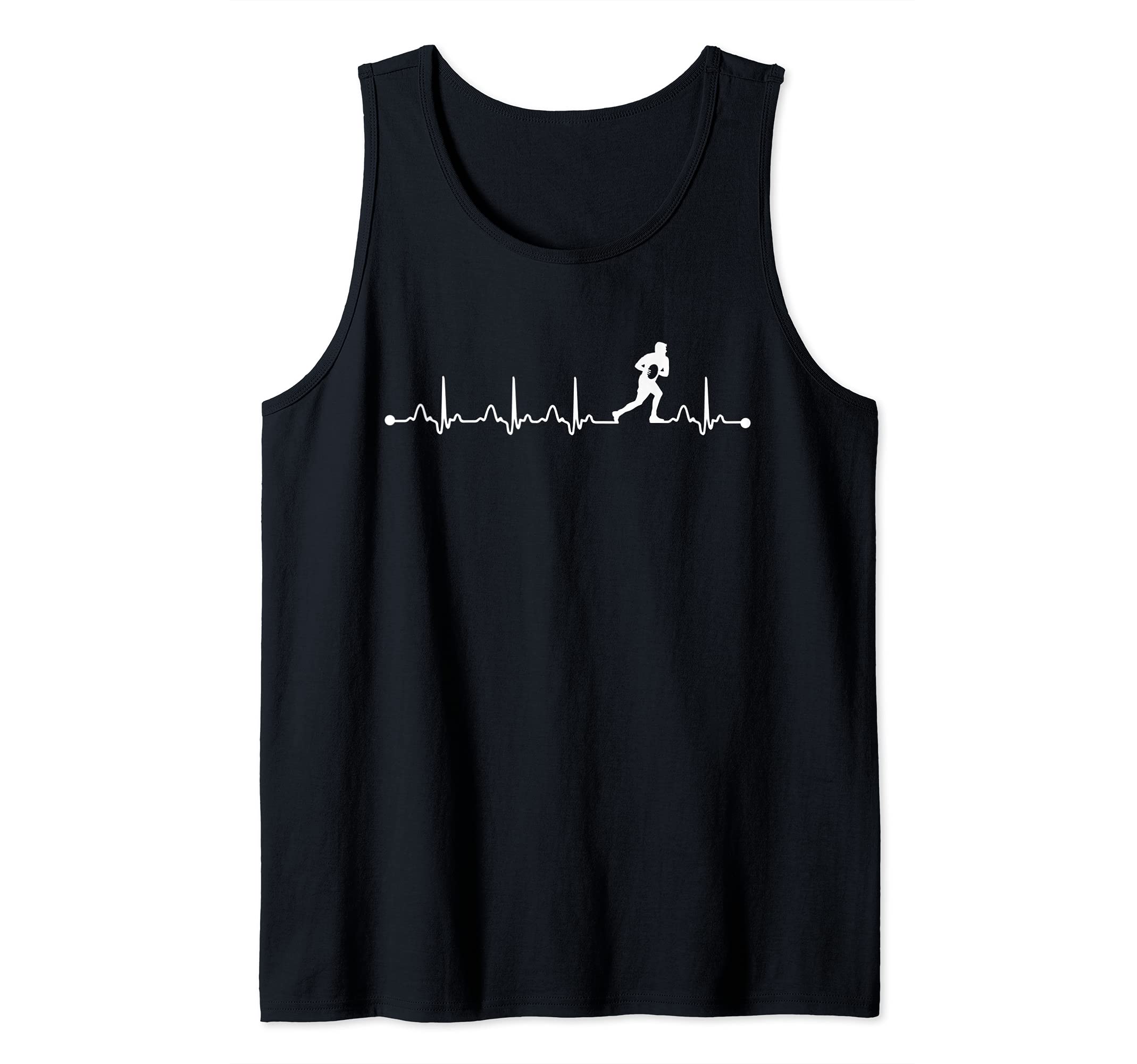 Rugby Heartbeat EKG Pulse for Rugby Player Tank Top, Black