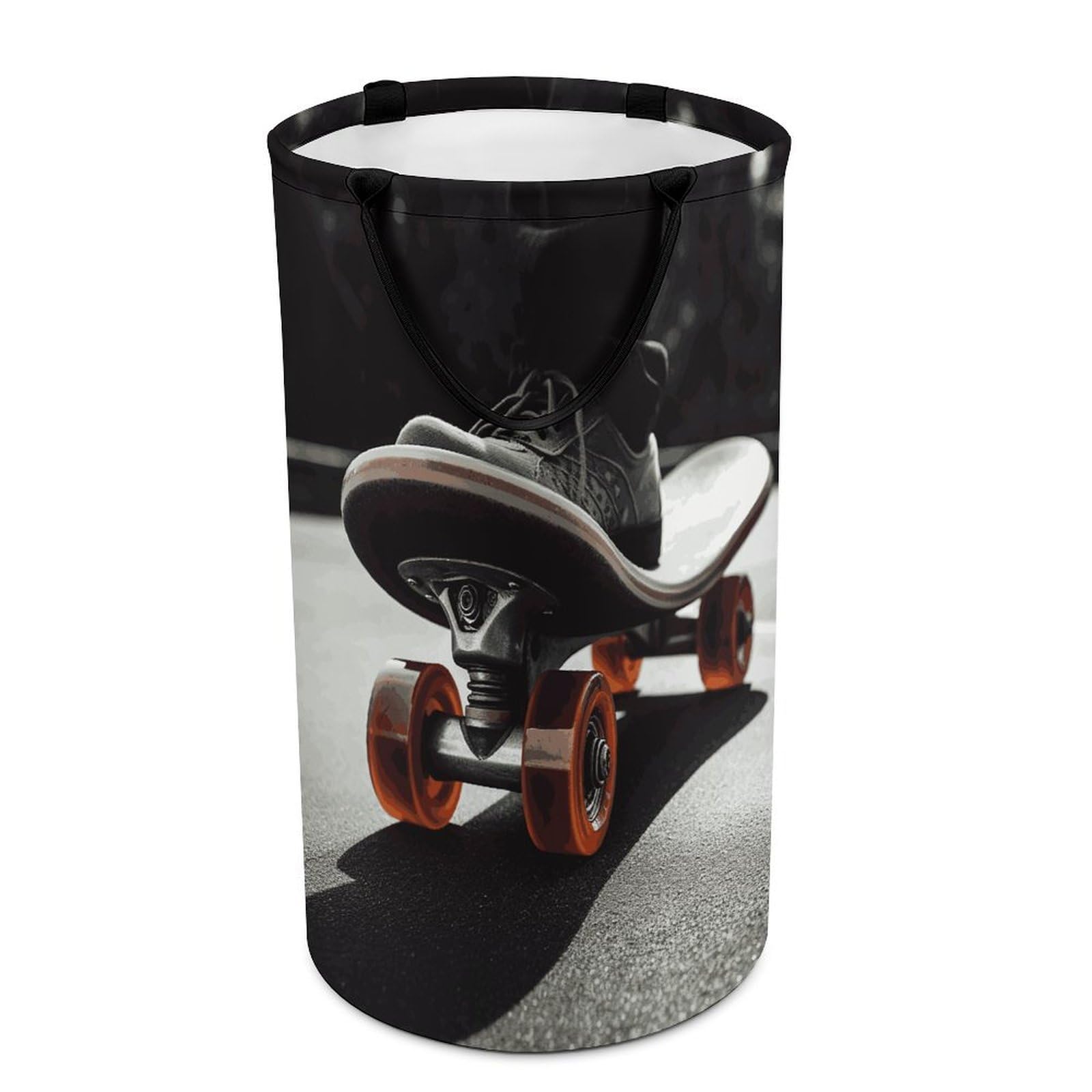 Adfgyerh Style Skateboard Wheel Laundry Basket ，Foldable Waterproof Model ，Laundry Hamper ，Handles On Both Sides Easy To Move ，Storage Basket For Bedroom, Bathroom, Dorm, Laundry Room.
