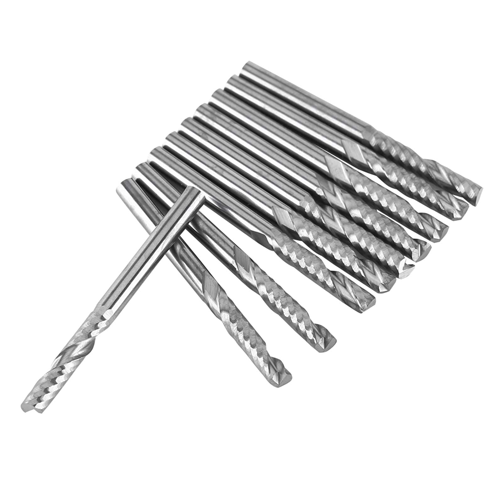 Fraise de Seule Flûte, 10Pcs Fraises en Bout en Carbure de Tungstène, 4mm CNC Rotative Burrs Set, Fraisage Cutter Bits, pour Bois Acrylique de Coupe
