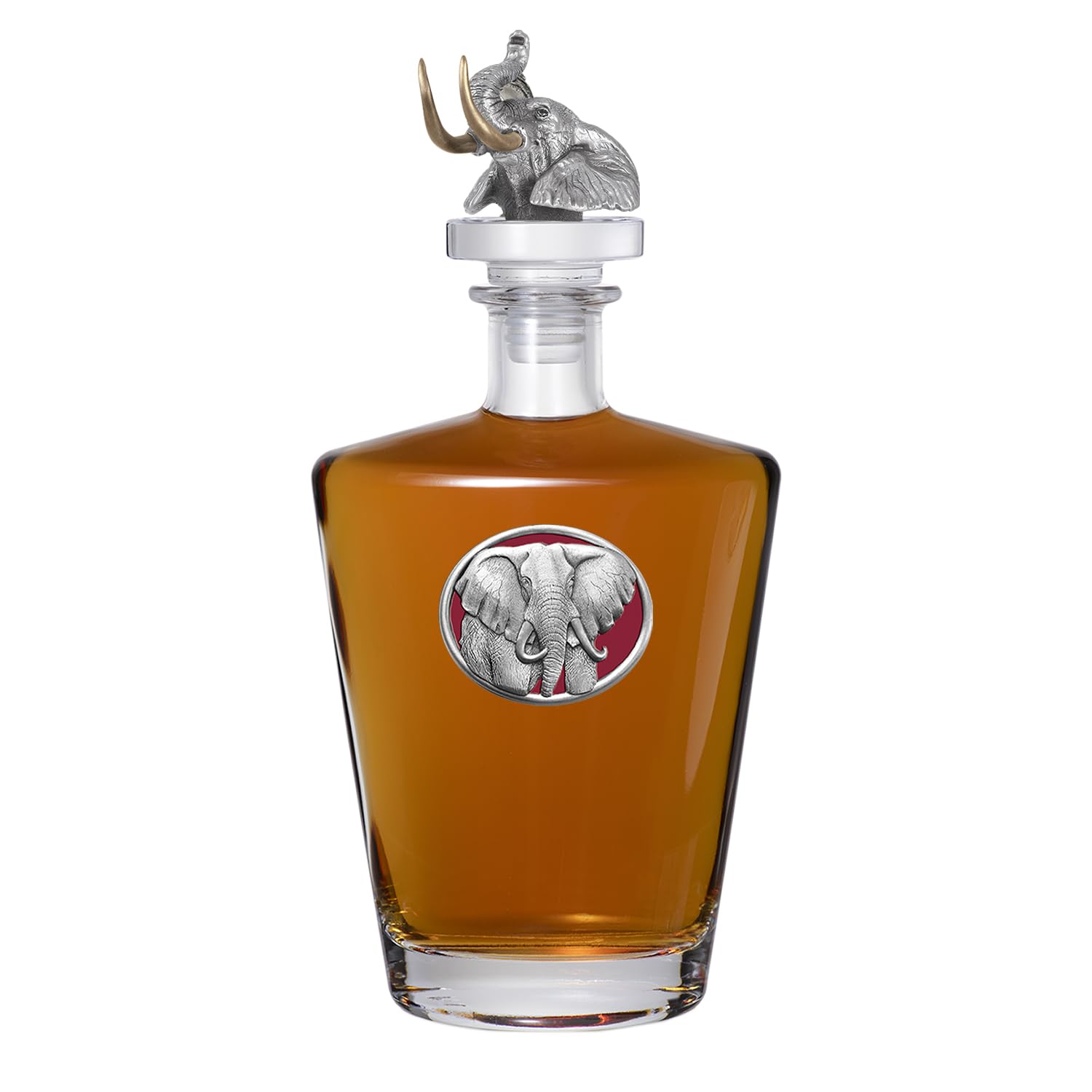 Heritage Pewter Elephant Royal Decanter with 3D Stopper | 30 OZ Liquor Pourer | Expertly Crafted Pewter Glass