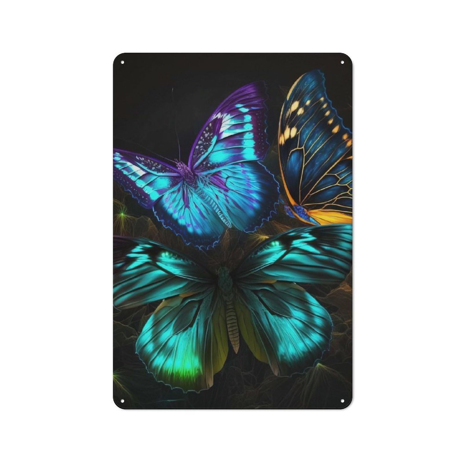 Junmoney Vibrant Butterfly Wall Art Tin Wall Plaque 30X20cm With For Bar Or Restaurant, Suited To Restaurant Interior Fans
