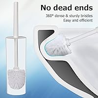 Vista 3 de Topsky Toilet Brush & Holder Set, 2 Pack Plastic Round Barrel Loo Brush with 2 Replacement Heads, Durable for Bathroom, White Blanco