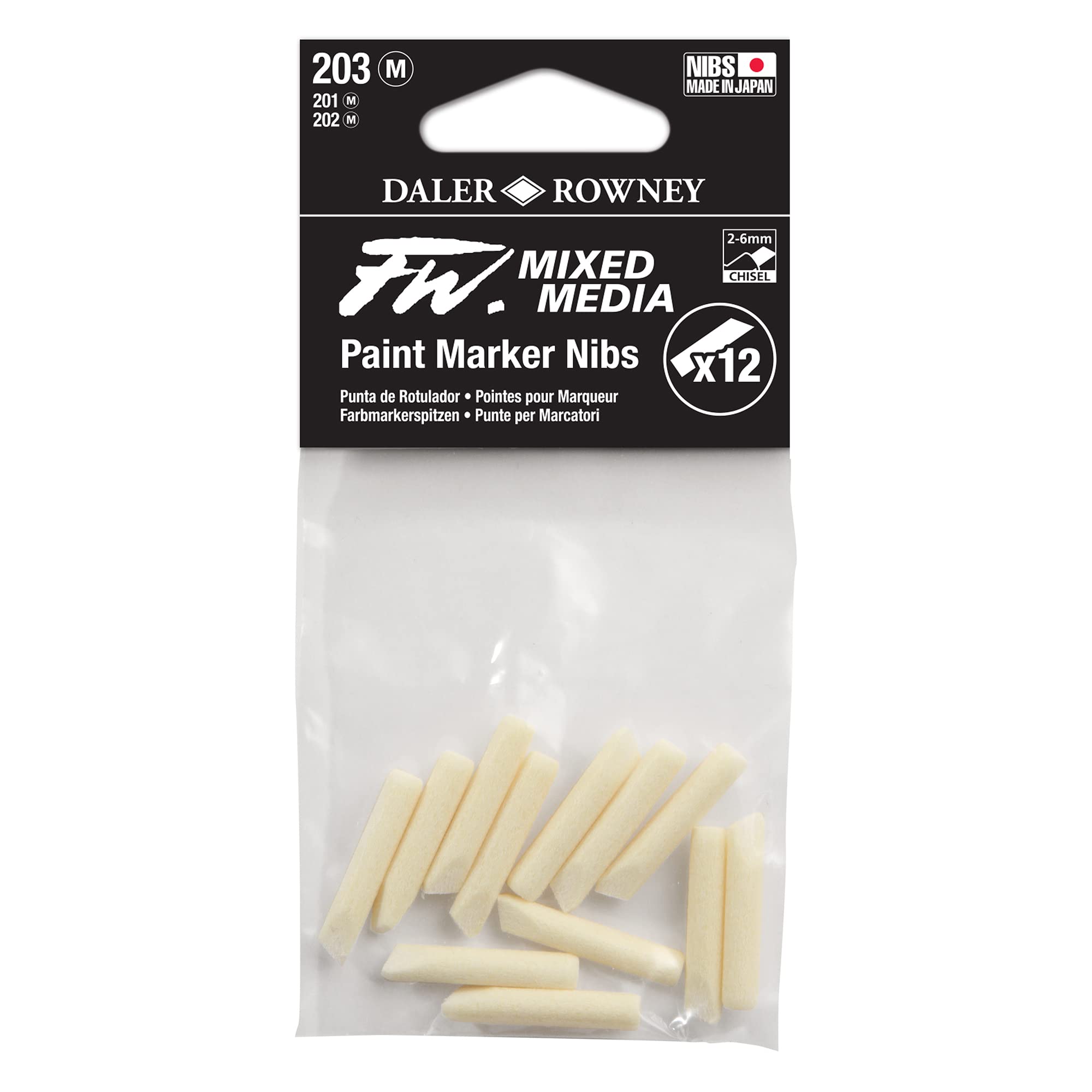 FW Mixed Media Paint Marker Nibs, Pack of 12, Medium 2-6mm Chisel nibs (D160323203)