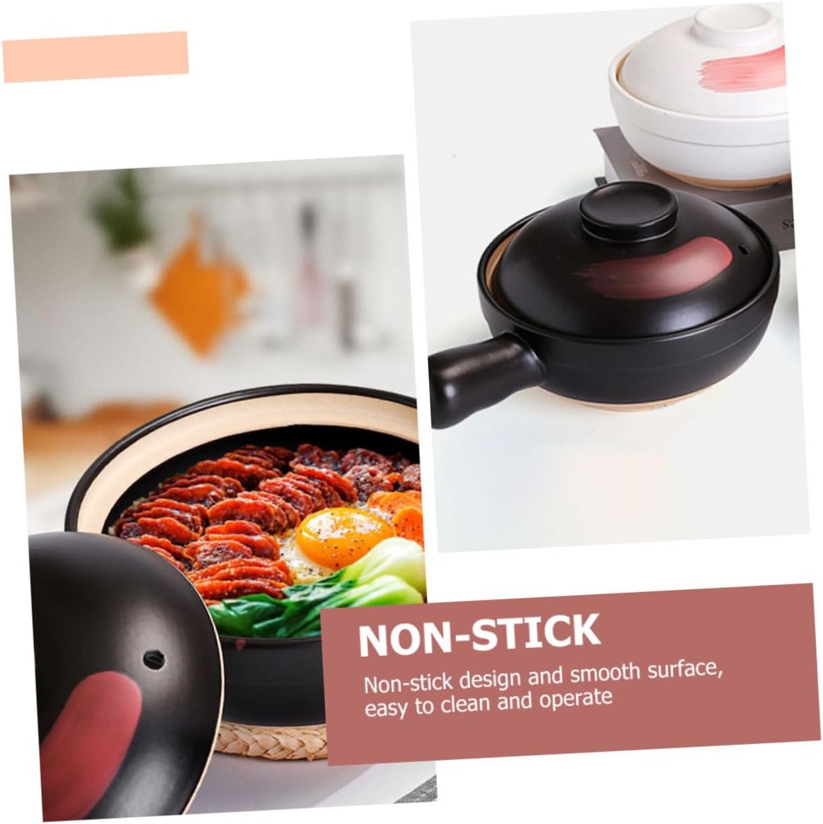 GLEAVI Clay Soup Pot Pottery Clay Casserole Multi-functional Home Stew Pot Lids