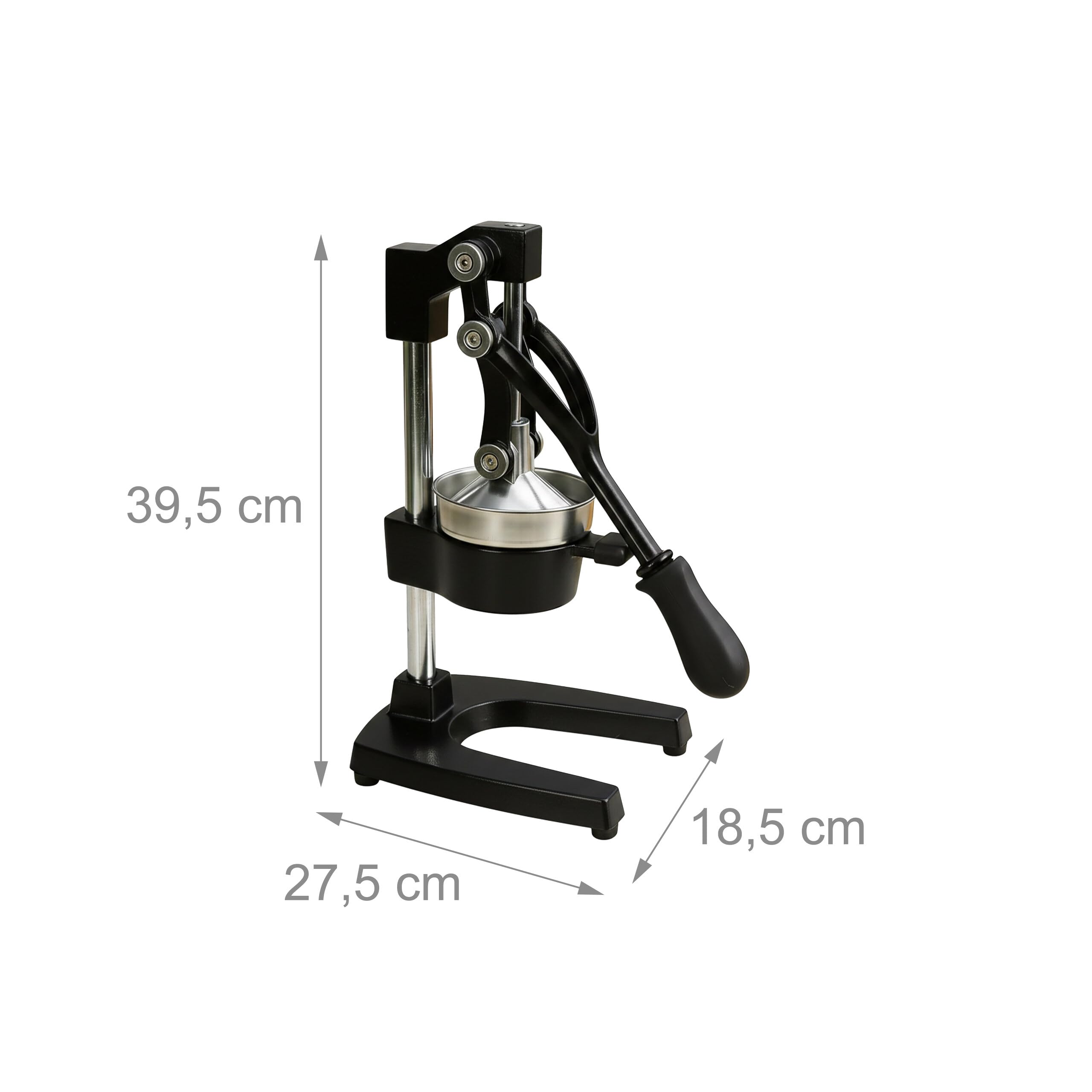 Relaxdays Saftpresse, manuelle Orangenpresse, Eisen & Edelstahl, HBT 39,5 x 18,5 x 27,5 cm, Hebel-Zitruspresse, schwarz