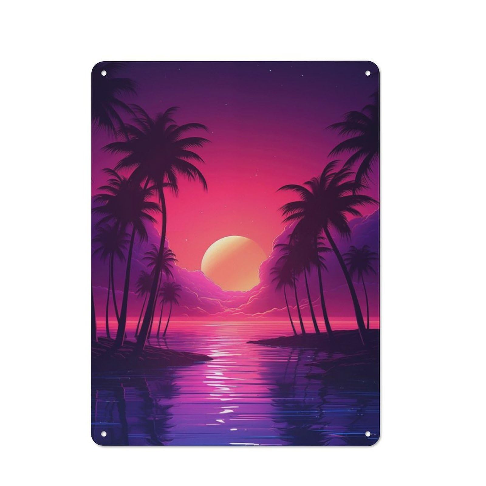 Junmoney Surreal Synthwave Oasis Metal Sign 40X30cm With For Hallway Wall, Vintage Decor, For Garage, Workshop And Man Cave Decoration