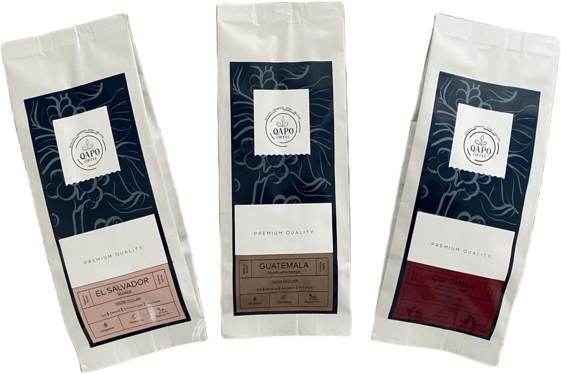 QAPO COFFEE ARABICA TANIŞMA SETİ (3X50gr) (COLOMBIA-ELSALVADOR-GUATEMALA) (Moka Pot, 150 gr)