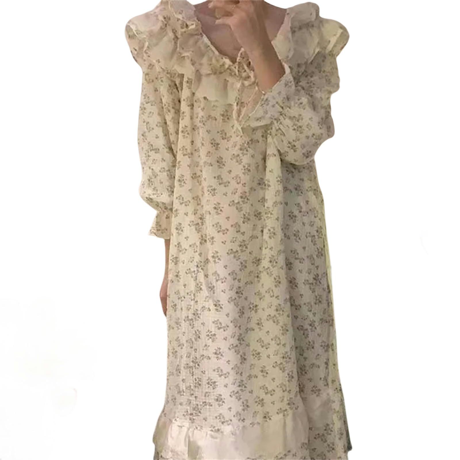 Nachthemd Damen Lace Nightkide Rüschen Nachtwäsche Frauen Nachtkleid Frühlingsfeindlichen Pyjamas Zuhause Kleidung