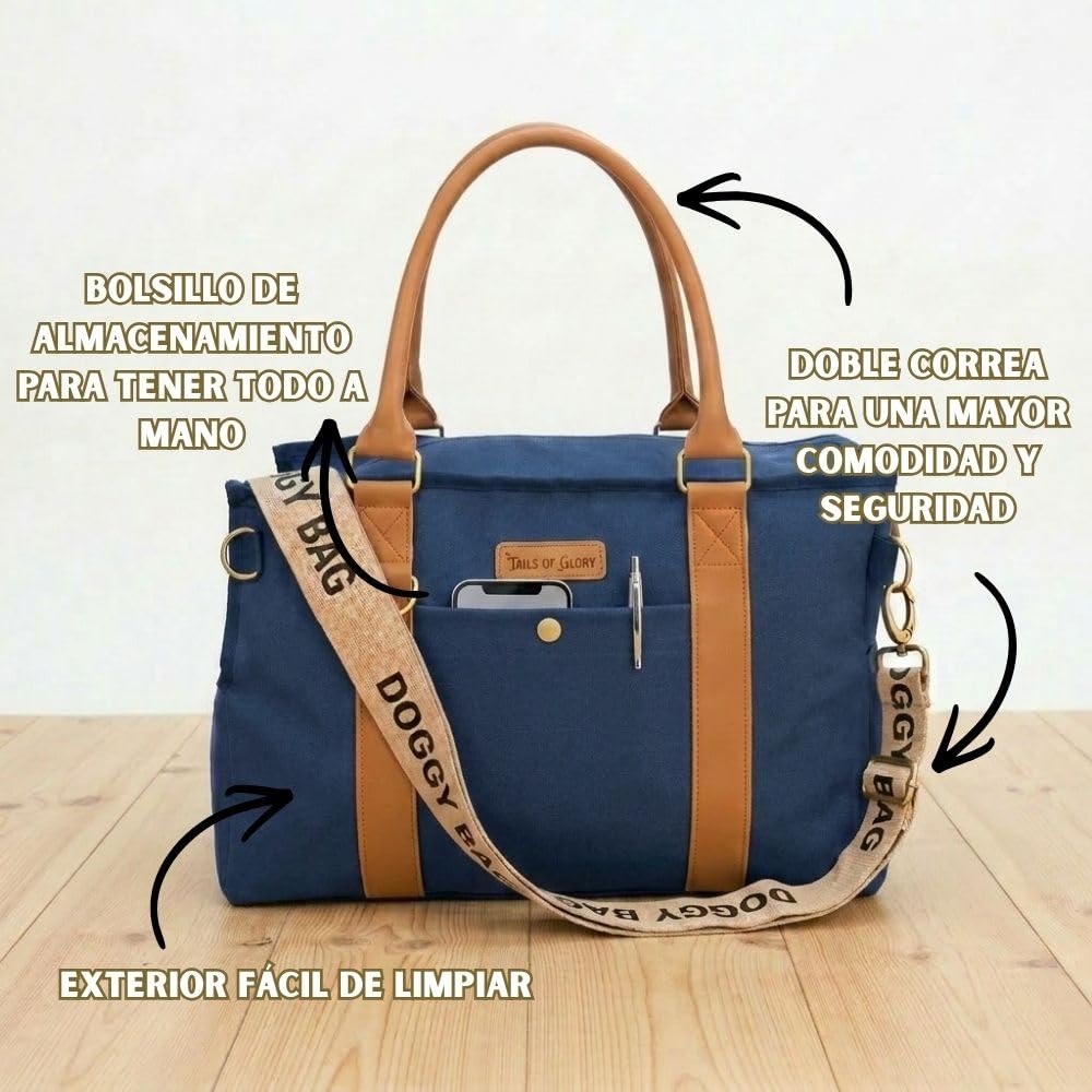 Bolso de Viaje para Perros y transportín Bandolera hasta 8 kg | Tails of Glory Jane Bag: bolsa de transporte para perros y gatos pequeños, práctica para paseos y viajes.
