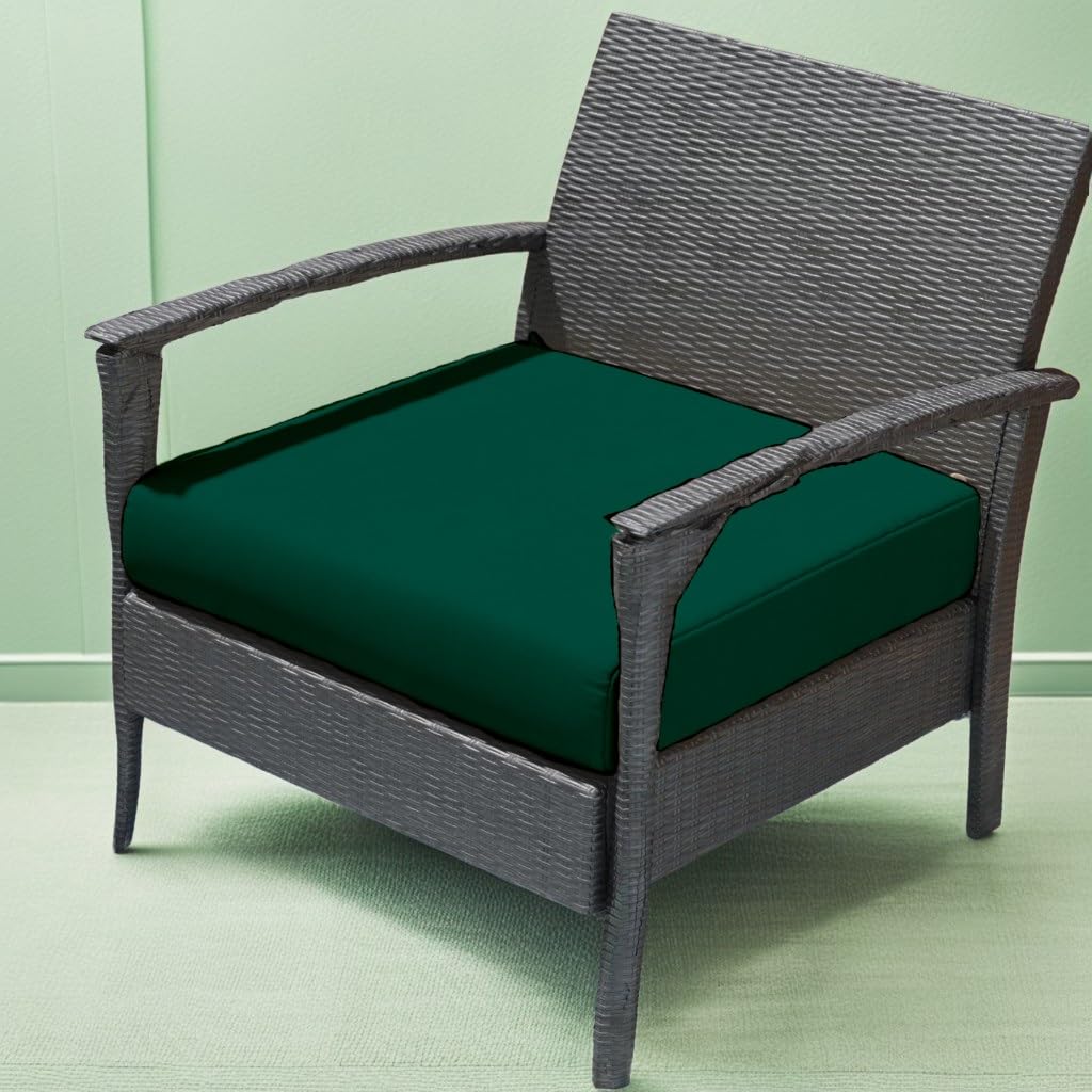 Outdoor Rattan Chair Seat Pads Cushion Pad Waterproof Garden Furniture Seat Cushions For Kitchen Dining Living Room Patio Office Coffee Shop With Removable Fabric Zipper Cover (Green, 45X45X10cm)