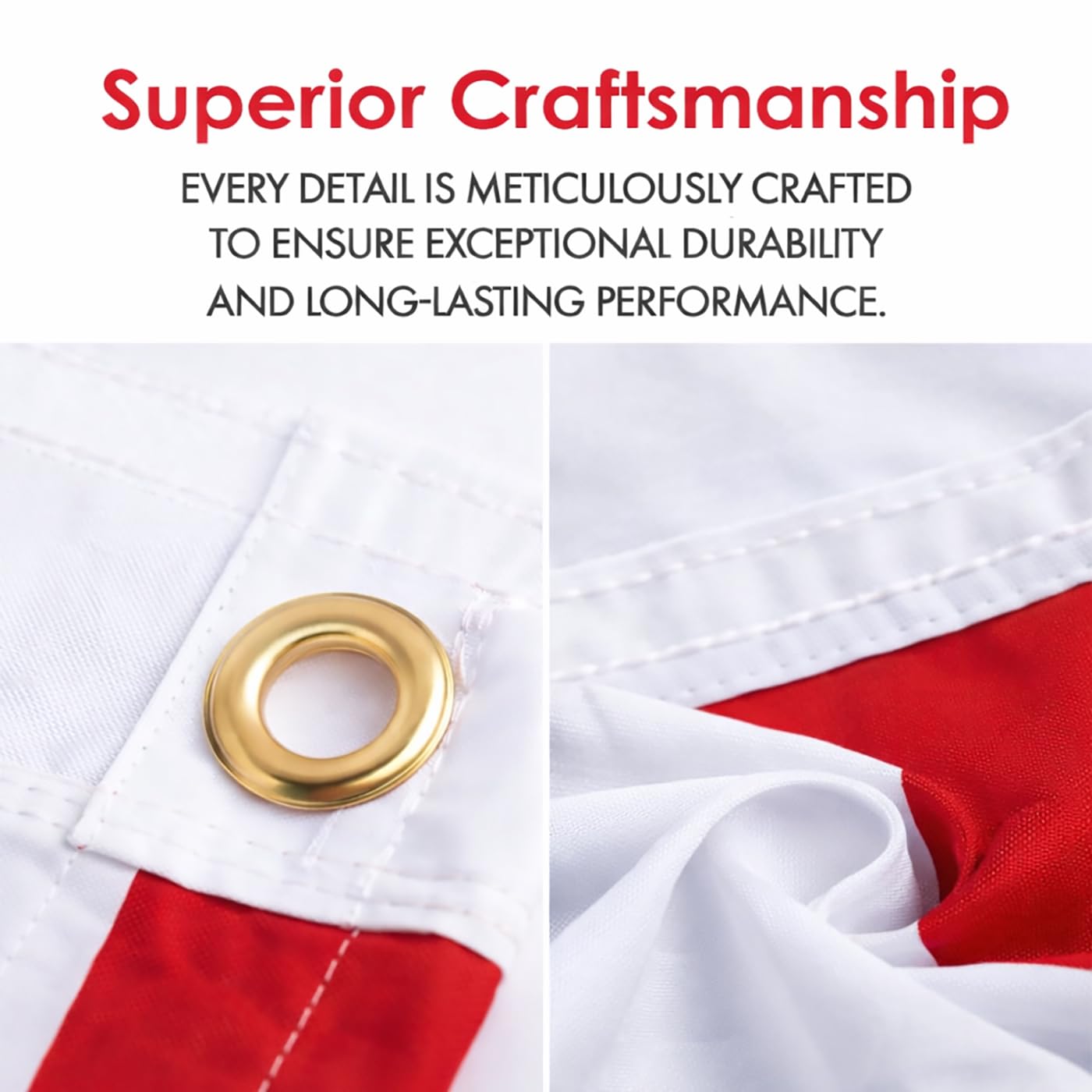 Winston Hide England St Georges Cross Flag 5ft x 3ft (153cm x 92cm) England Flag, Durable Polyester St Georges Flag with Double-Stitched Seams, Brass Eyelets, Fade-Resistant Fly Breeze Flag - 4