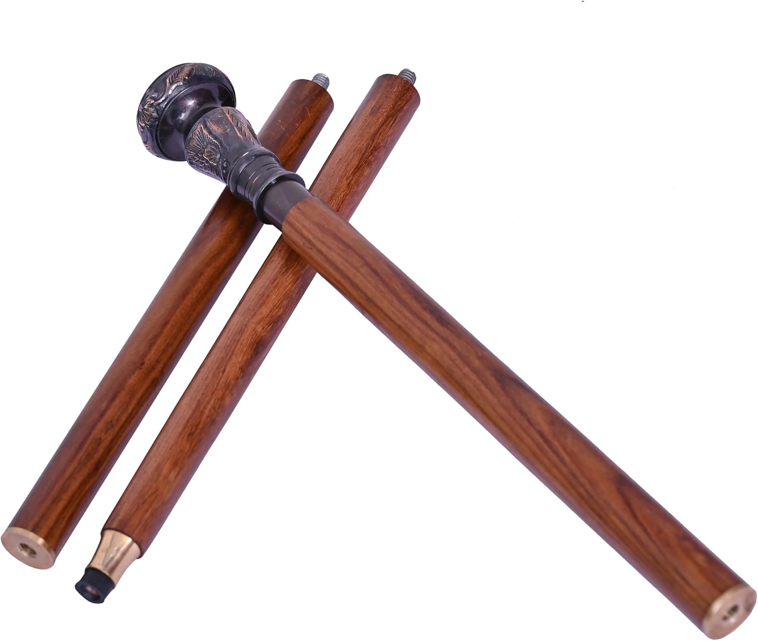Handcrafted Vintage Brass Handle Victorian Style Wooden Walking Stick Cane – Detachable Travel Cane, Antique Finish Mobility Aid, Ideal Gift for Men & Women