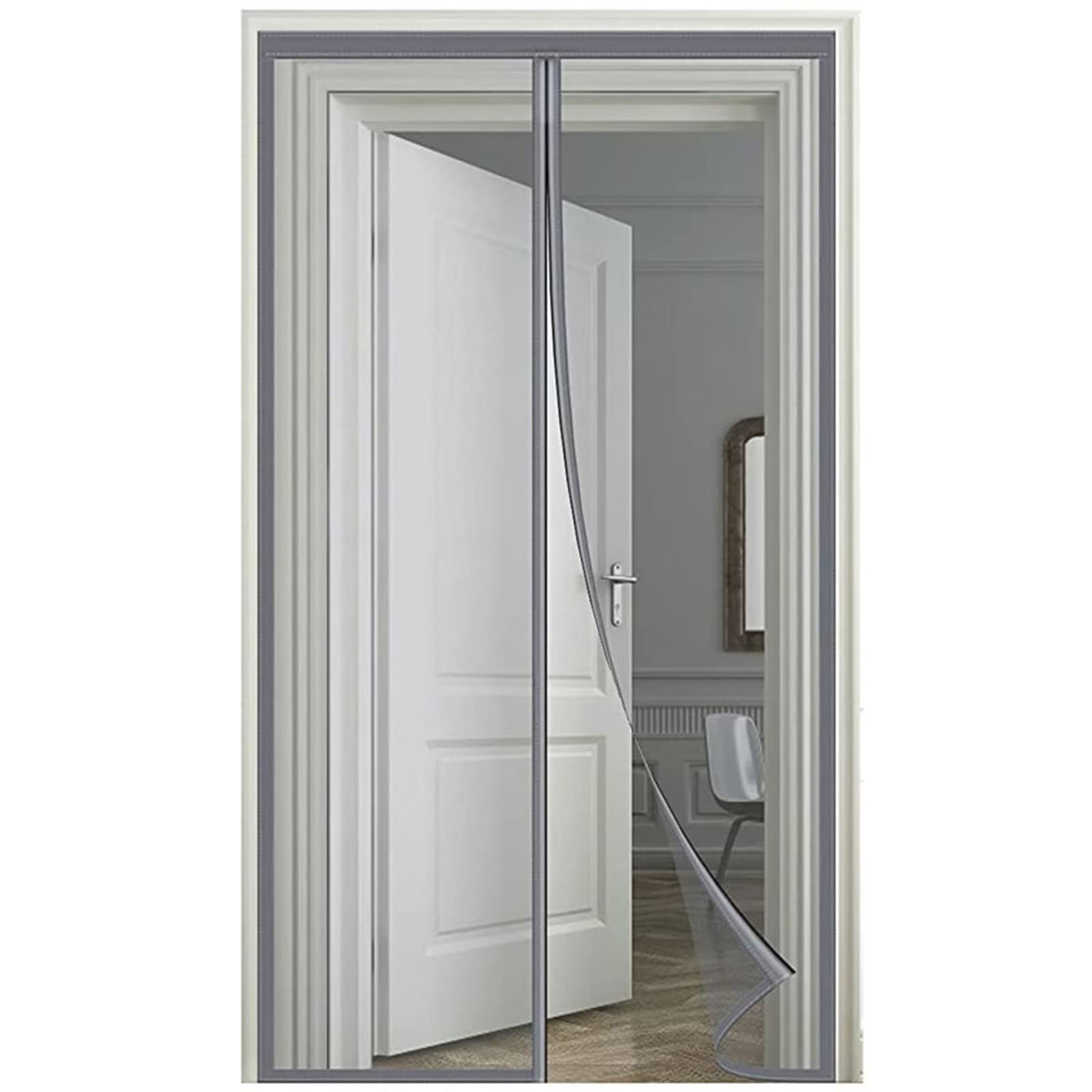 Moskitiera samozamykająca 170 x 180 cm Magnetyczna moskitiera zapobiegająca przedostawaniu się owadów do środka przy zachowaniu cyrkulacji powietrza na balkony, szary