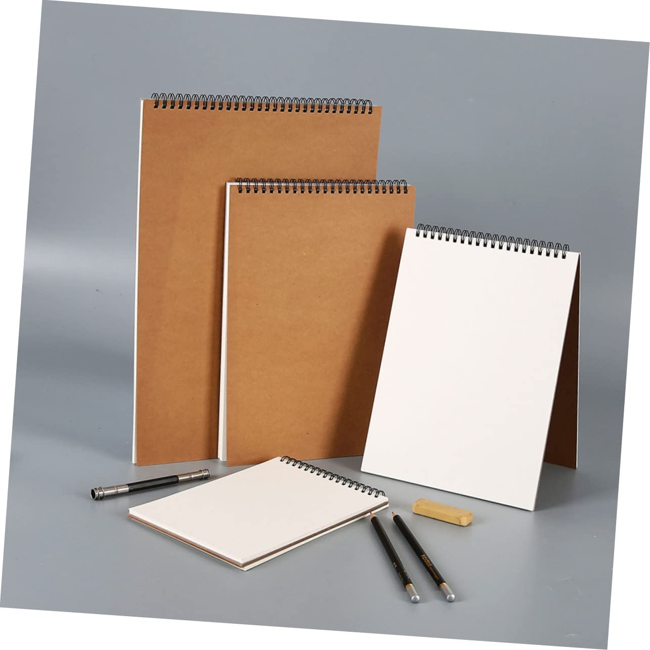 Carnets de Croquis A4 à Spirale, 2 Pièces, Papier Marron Présent Rentrée