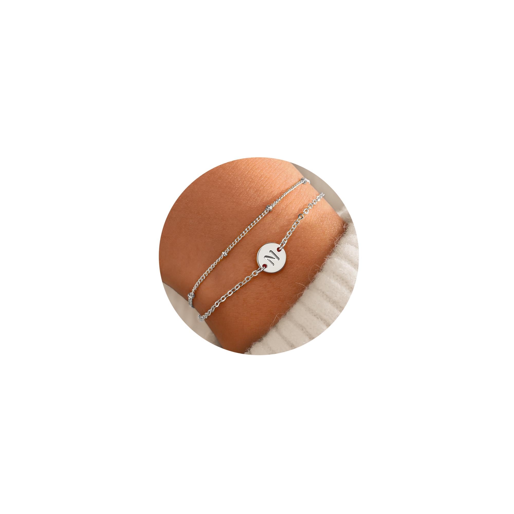 TINGN Muttertagsgeschenke für Mama - Armband Damen Gold 18K Gold Vergoldet Armband mit Buchstaben Zwei in Einem Armbänder Geschenke für Frauen Mädchen, Muttertagsgeschenk für Frauen Mama Oma Mädchen
