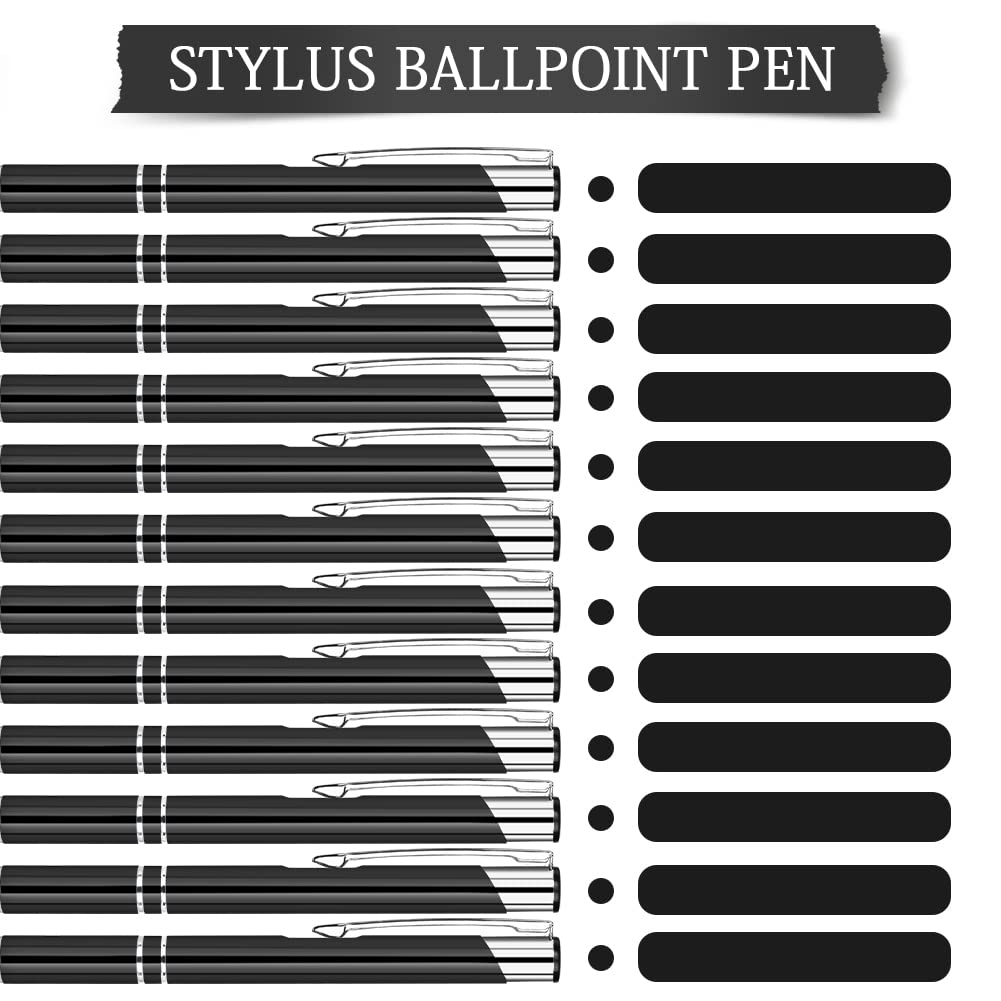AUAUY Penne a Sfera in Metallo Retrattile, Punta Media 1.0 mm, Confezione da 12, Inchiostro Nero