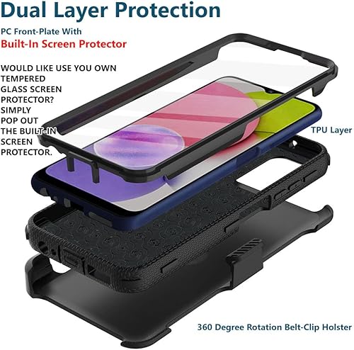 Miniatura 2 de Covrware Aegis Series - Funda para Samsung Galaxy A03S de cuerpo completo, resistente, de doble capa, a prueba de golpes, funda giratoria con clip