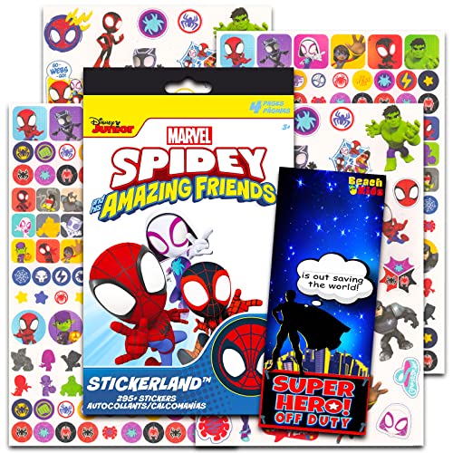 Spidey Potty Training Bundle - Over 295 Amazing Friends Reward Stickers for Toddlers Plus Superhero Door Hanger | Spiderman Party Favors