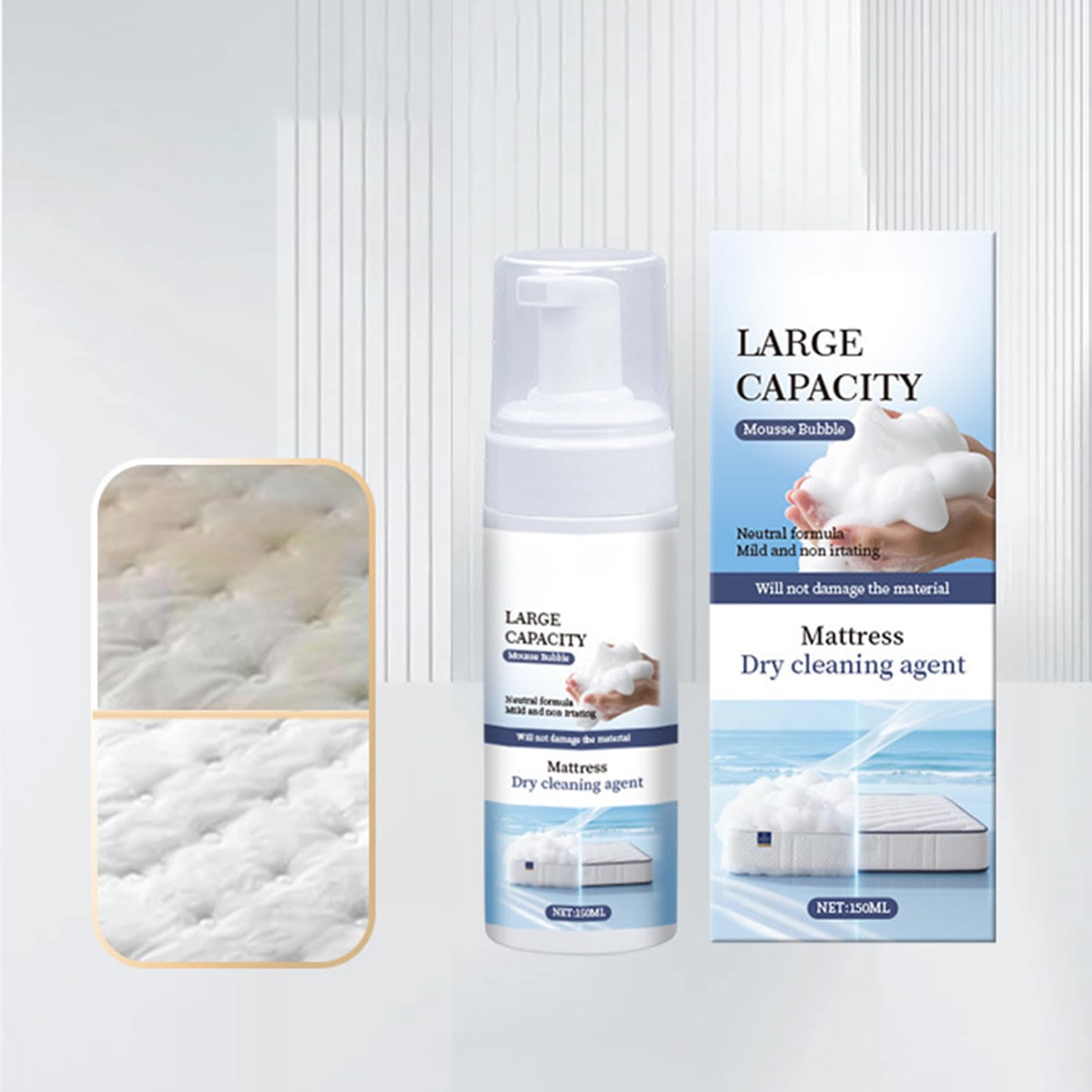 Détachant pour matelas - 150 ml - Nettoyage doux et frais à long terme - Spray multifonction - Pour canapés, rembourrage, dortoir, hôtel