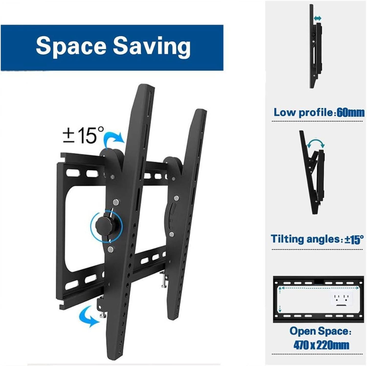 15° Tilting TV Wall Mount Bracket for 26-55" LED LCD Plasma TVs, VESA 400x400mm, 110lbs Capacity, Full Motion Articulating Design for Optimal Viewing Experience