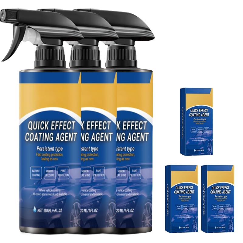 Quick Effect Coating Agent for Car: 3-in-1 Ceramic Sealant Spray - Hydrophobic Ceramic Paint Car Wax Sealant Spray for Paint, Glass, Plastic and Meta (3 pcs) - 1