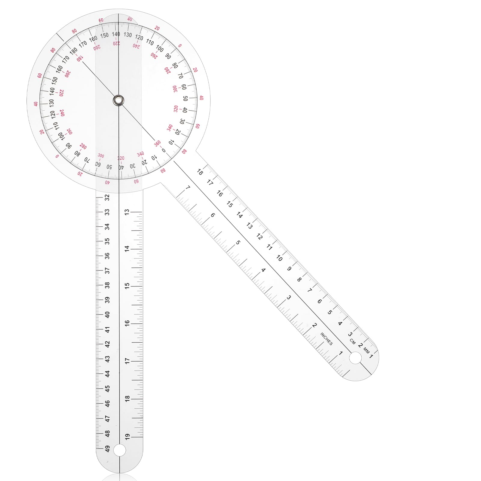 Xinjoduz Goniometer Physical Therapy 12 Inch 360 Degree Large Protractor, Clear Orthopedic Angle Ruler Goniometer Plastic Angle Finder Tool for Body Measuring Tape Goniometer Protractor Ruler