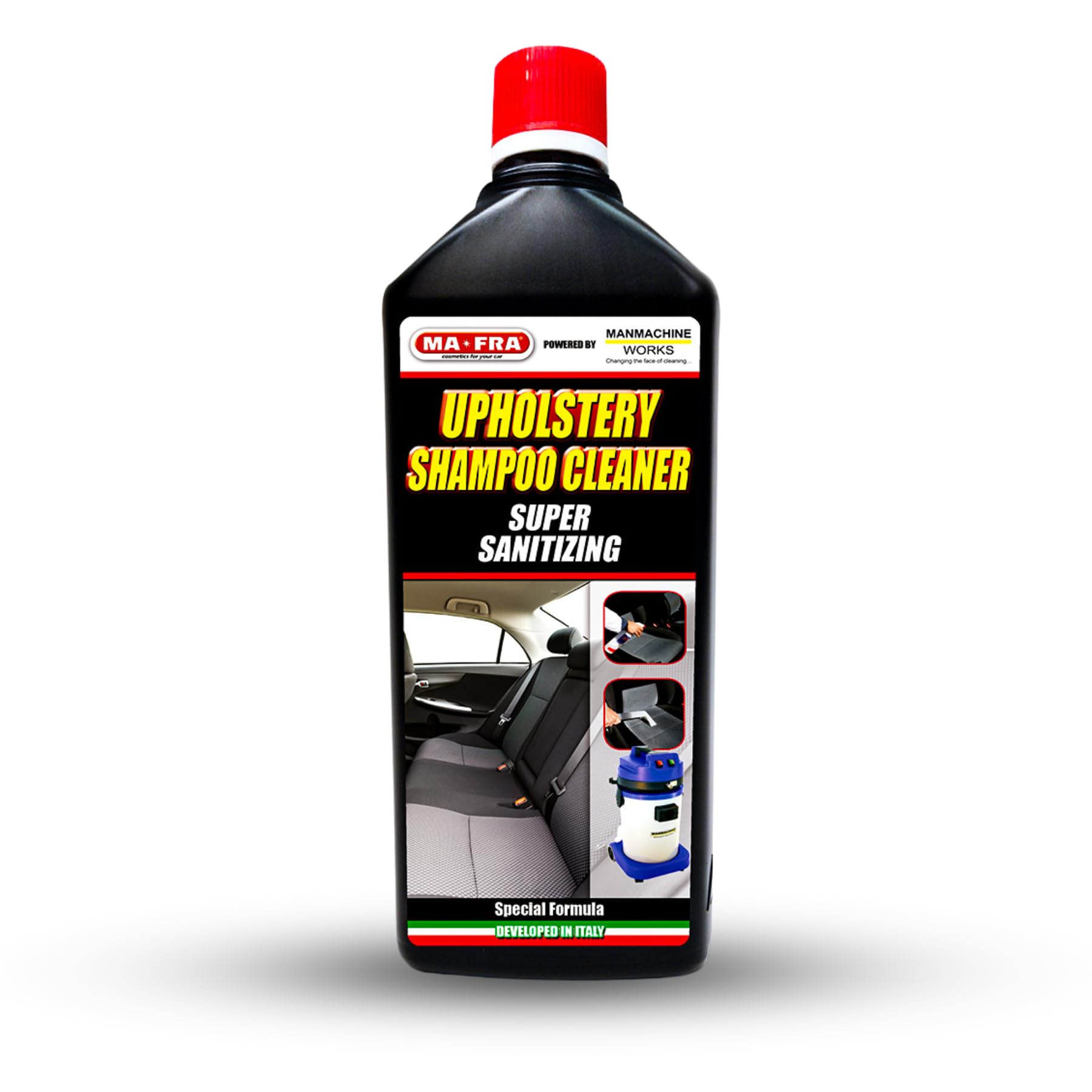 Upholstery Shampoo Cleaner (1 Litre) | Super Sanitizing Interior Foam for Car Seats, Roof, Carpet, Sofa & Fabric | Low Foaming, Deep Cleaning & Deodorizing Formula (Pack of 1)