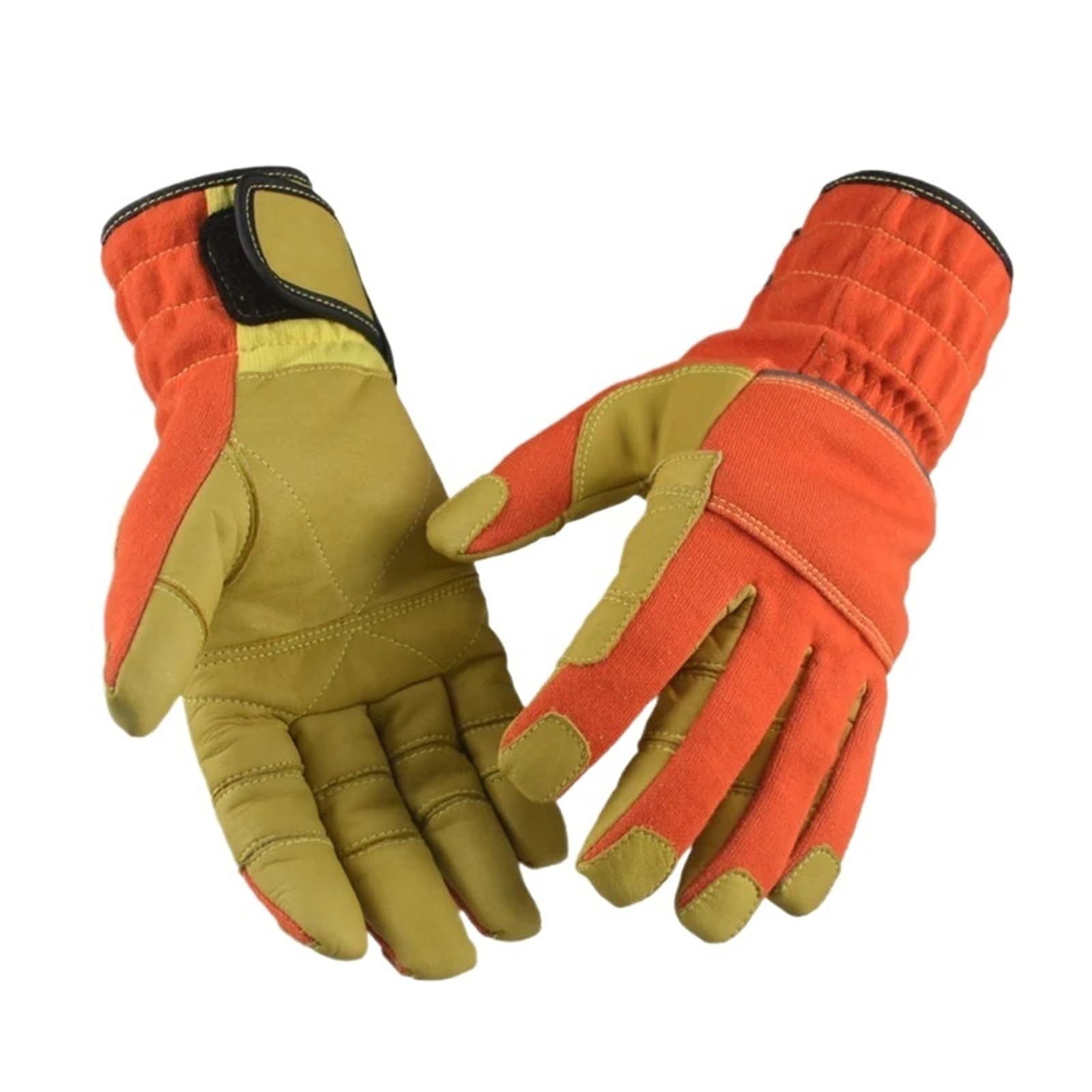 Genérico 1 par/2 unidades de guantes de rescate de piel de vacuno y aramida: ignífugos, anticorte, resistentes al fuego y aislantes térmicos. Guantes de trabajo de seguridad.(M)