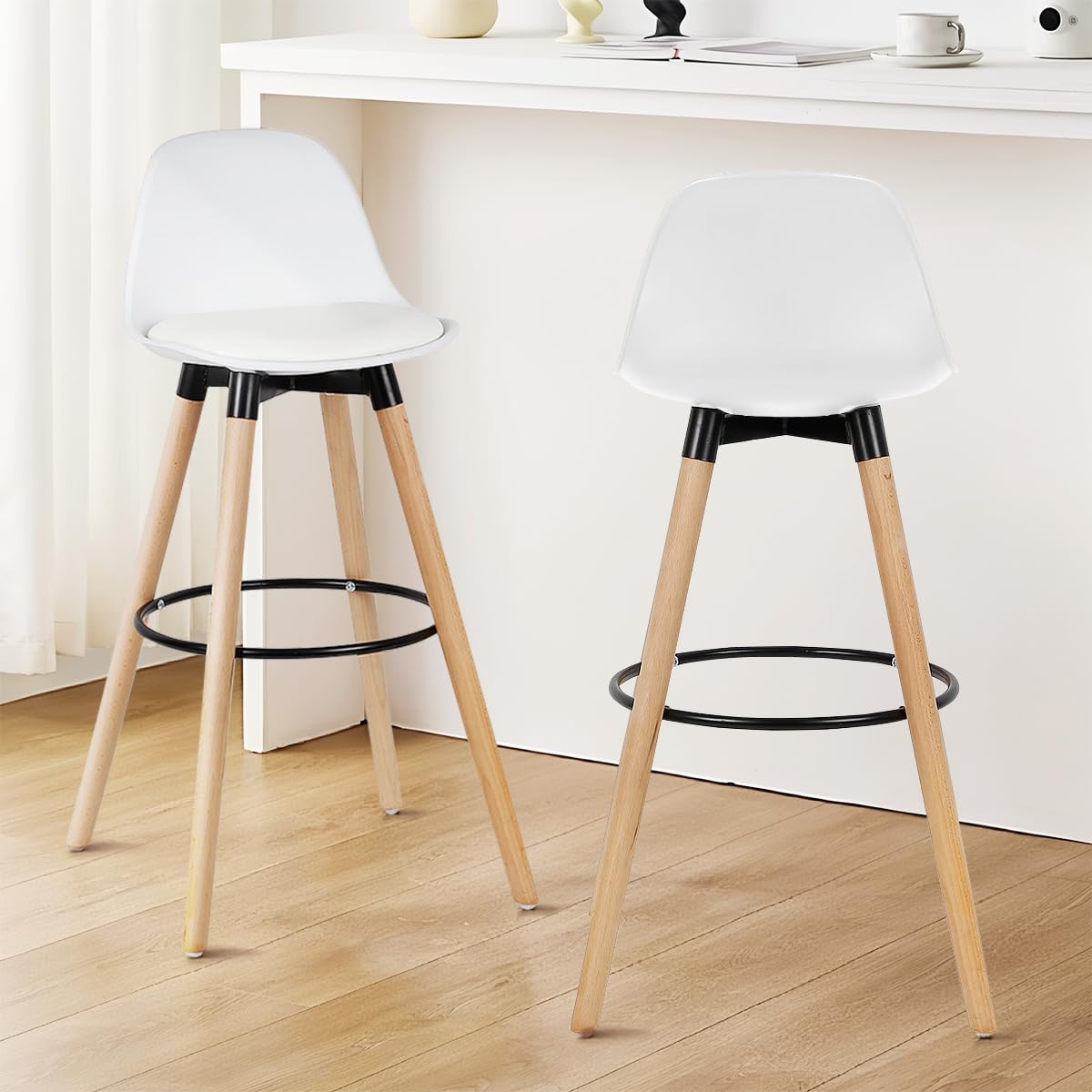 Tabourets de bar modernes TQHGHX lot de 4 avec pieds en bois pour îlot de cuisine