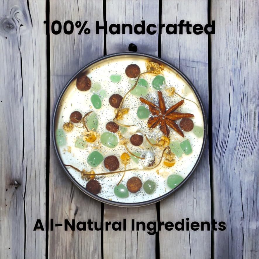 Miniatura 2 de Lucky Mfer Green Aventurine Crystal Candle for Good Luck and Fortune, Dragons Blood Scented, Handmade Lucky Charm Candles, Black Owned Gifts for