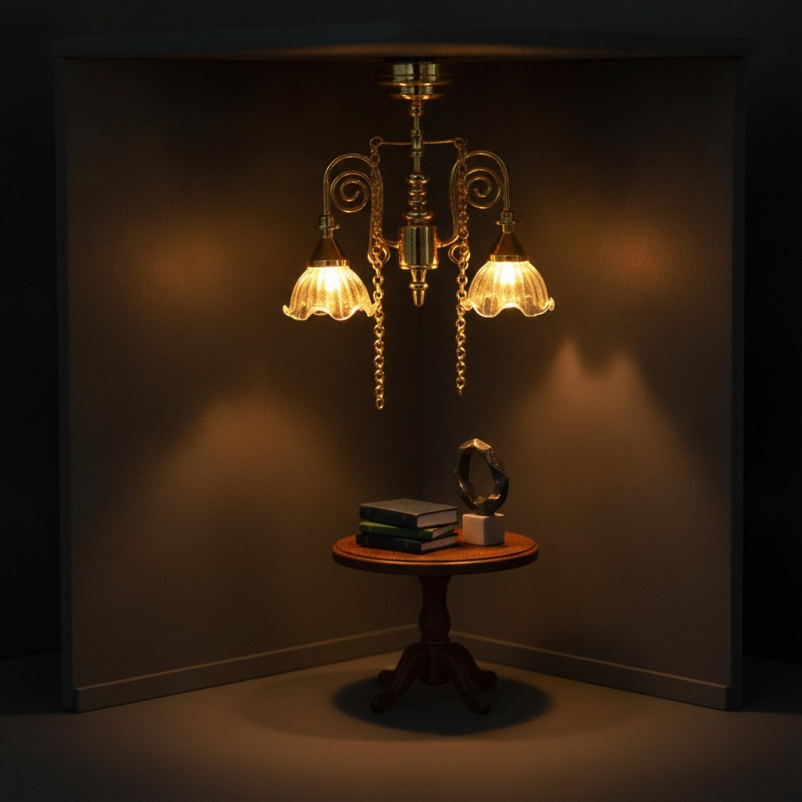 Modello di Illuminazione in Miniatura in Lega Ornamento Decorativo con Funzione Illuminante Romantico Lampada per Casa Delle Bambole, Stile 3