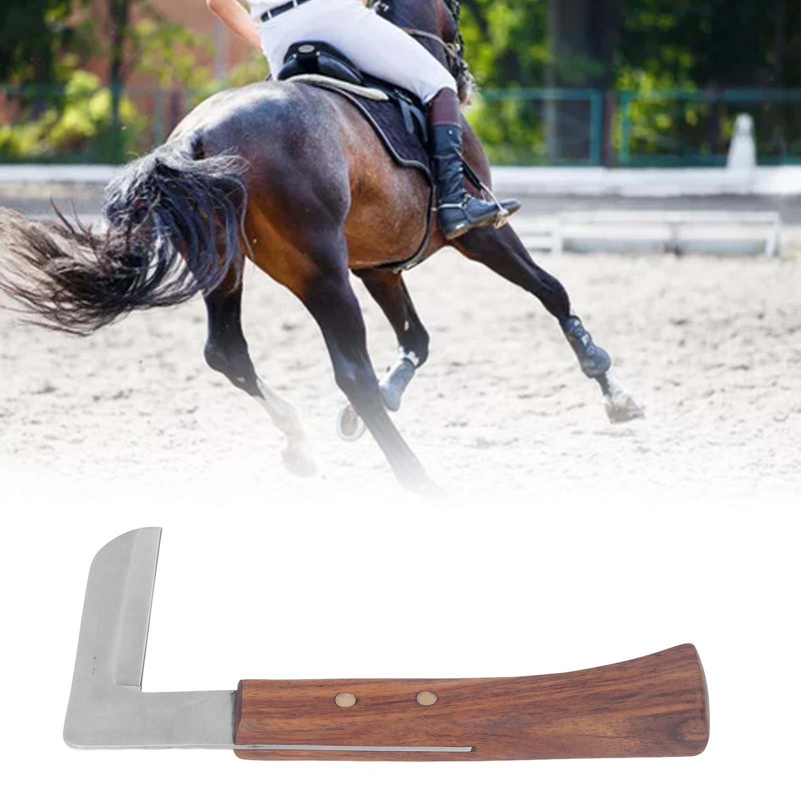 Haofy Hufmesser, Rechts-/Linkshand-Hufschneider, L-förmiges Hufschmied-Werkzeug mit Holzgriff für Pferde (einschneidig linkshändig)