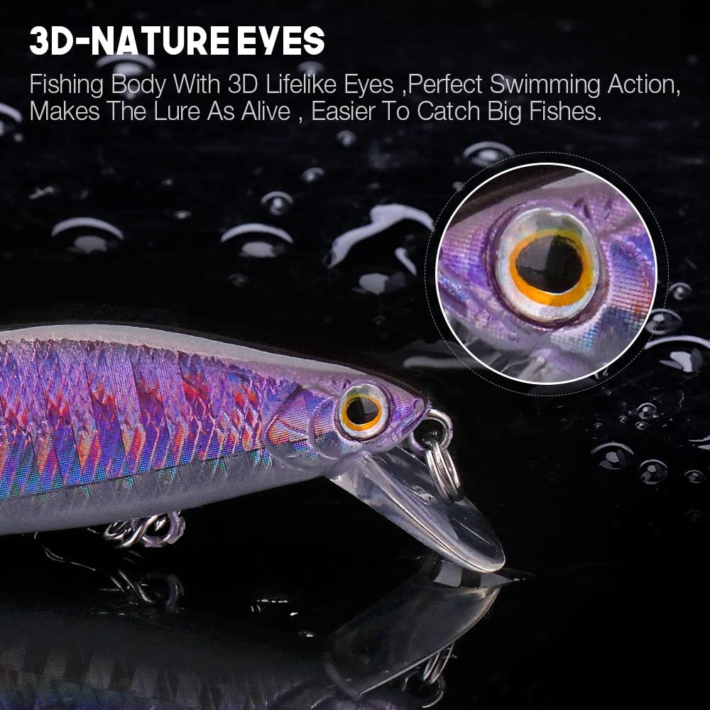 5pcs Negro Minnow Fishing Lure Set 90 mm 10g Wobblers de hundimiento for tuercos Luros Crankbaits Pesca Kit de Cebo Artificial (Color : 90mm 10g Seta)