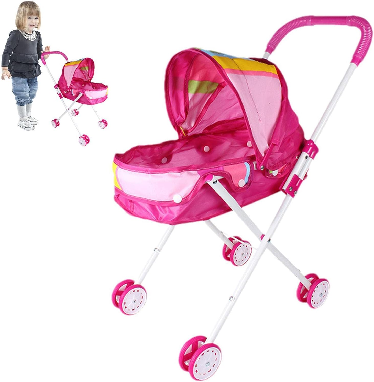 Baby Doll Stroller Super Cute Doll Stroller for Girls Realistic 2