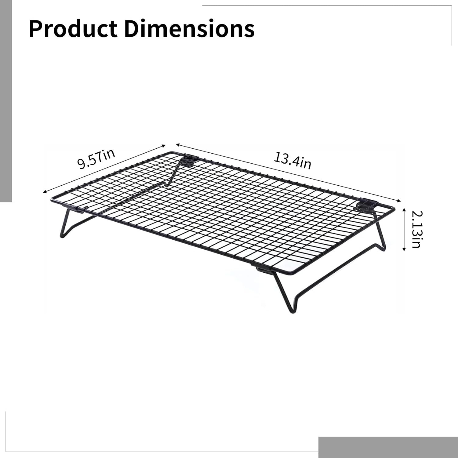 2 Pcs Cooling Racks for Baking, 13.4×9.4Inch Cookie Cooling Rack, Foldable Stackable Steel Wire Cooling Stands, Ideal for Cooling Cookies, Breads, Meats, and More