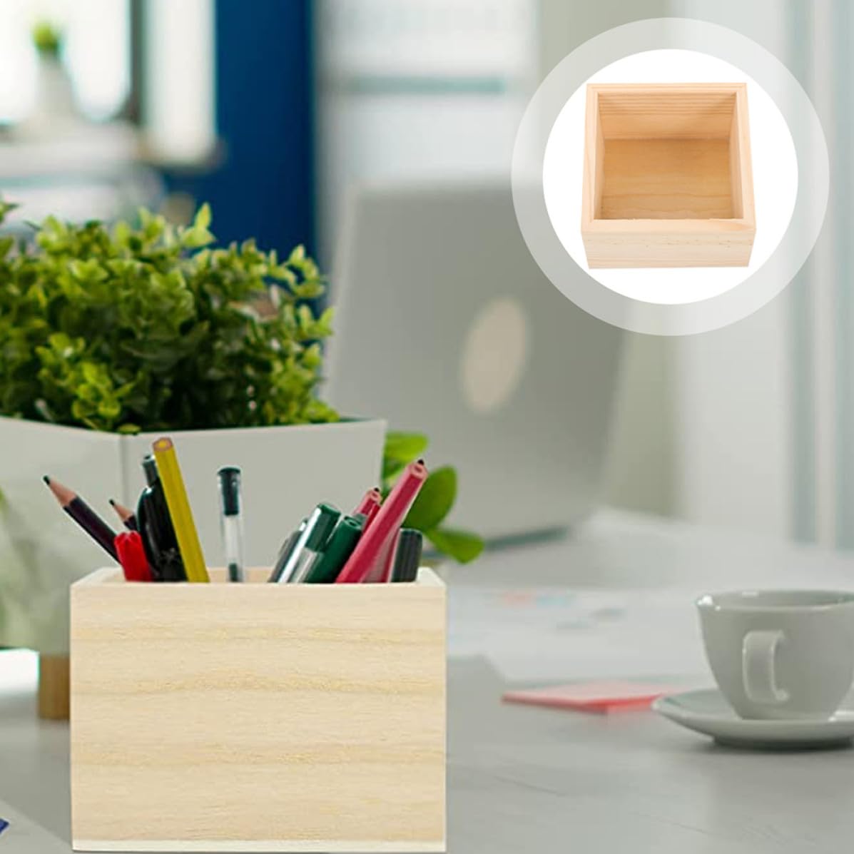 Scatole artigianali senza coperchio in legno 15x15x6 cm set 4 pezzi per ufficio e decorazioni casa per piccoli oggetti e gioielli