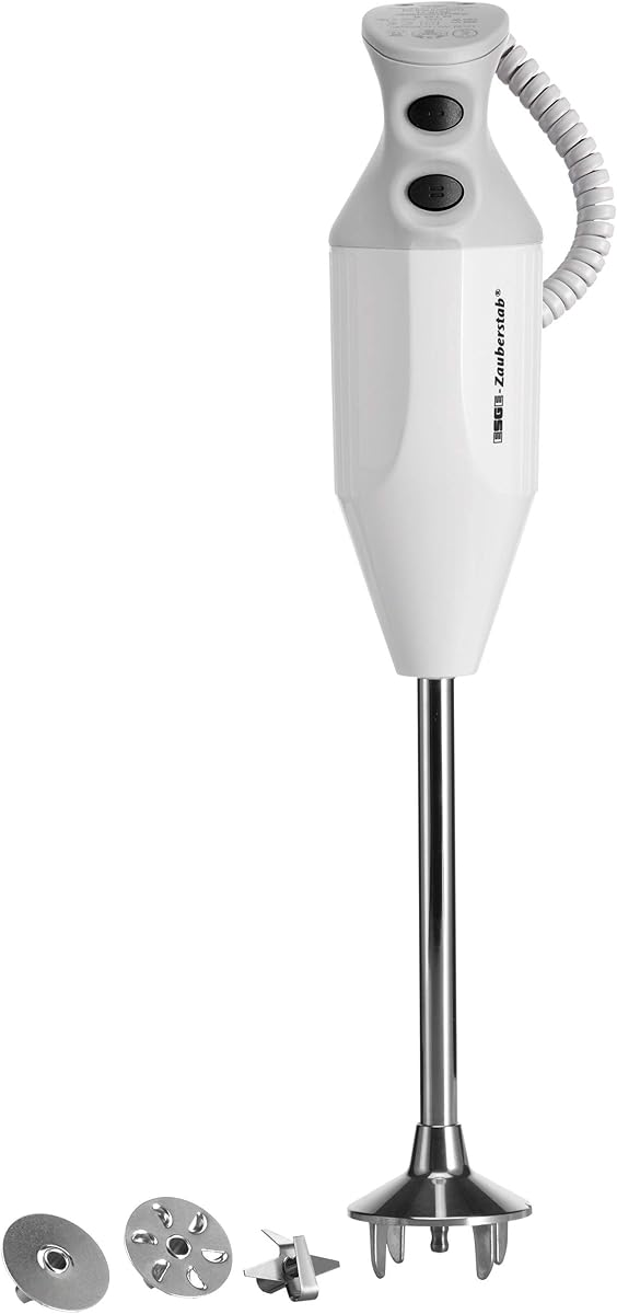 ESGE Zauberstab P 200 Profi weiß/grau 90860, Stabmixer, Pürierstab, 2 Stufen bis 17.000 U/Min, ergonomischer Griff, langlebiger, robuster Motor, inkl. Zubehör, 200W, Made in Switzerland