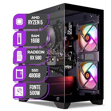 PC Gamer Mancer | AMD Ryzen 5 5600 | RX 580 8GB | 16GB DDR4 | SSD 480GB | Fonte 500W 80 Plus