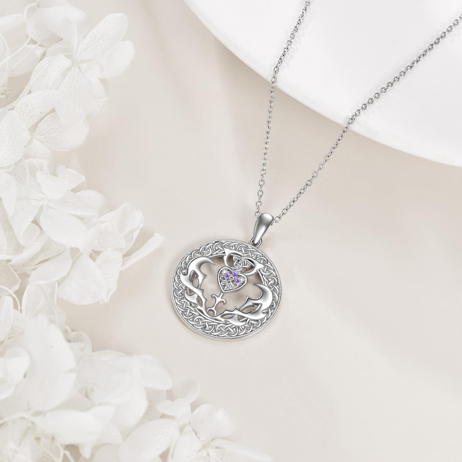 YAFEINI Schottische Distel Halskette für Damen Silber 925 Keltischer Knoten Kette Anhänger Schottland Blume Outlander Irischer Schmuck Geschenke für Mädchen