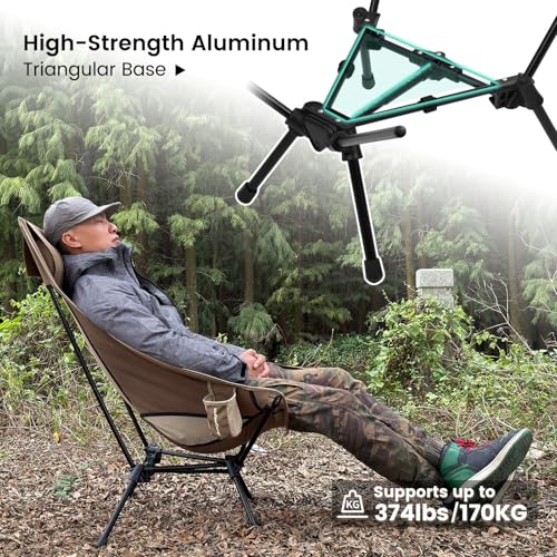 Silla Plegable para Camping MellowCamp con Respaldo Alto y Almohada, Ligera y Portátil, Soporta 374 lbs miniatura 4