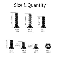 Vista 2 de Kit de tornillos y tuercas de cabeza plana M4, 275 piezas de tornillos y tuercas Phillips de cabeza cuadrada negra, kit surtido de tornillos